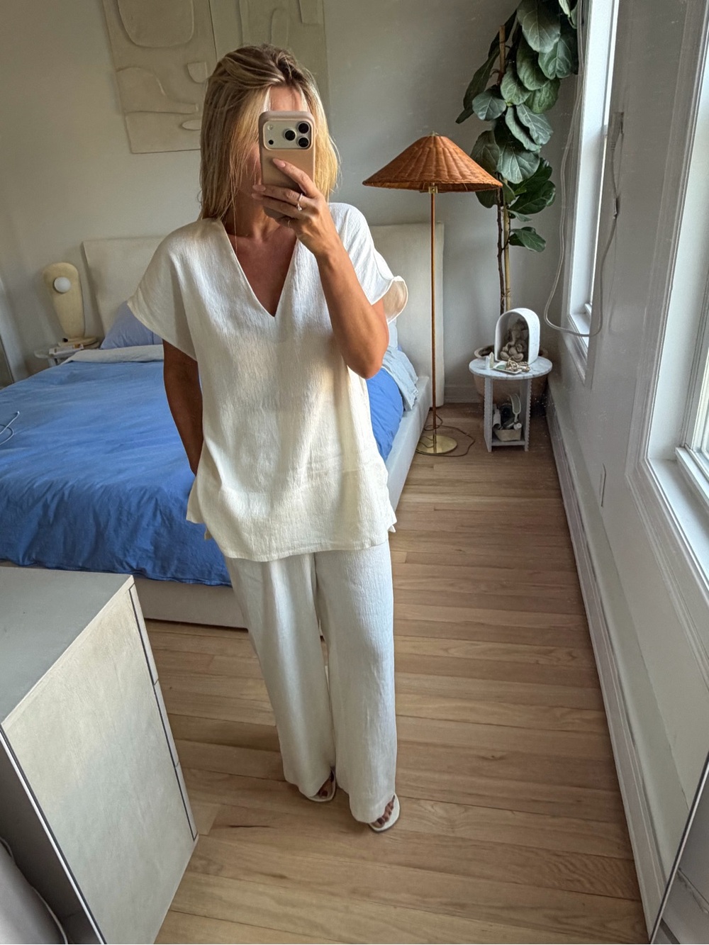 Massimo Dutti Ecru Pants Set Minimalist Size Small